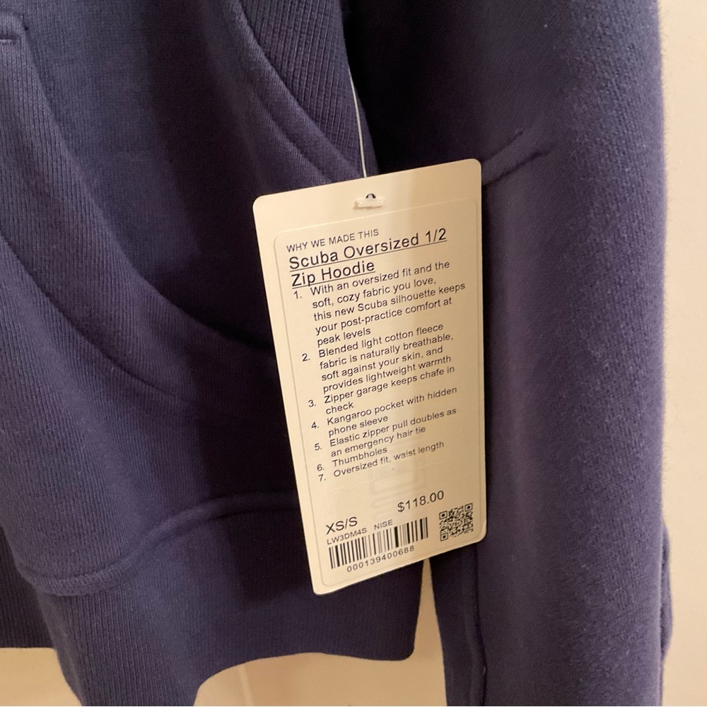 Lululemon Scuba Oversized 1/2 Zip Hoodie - NWT - Night Sea - XS / S - Picture 6 of 10